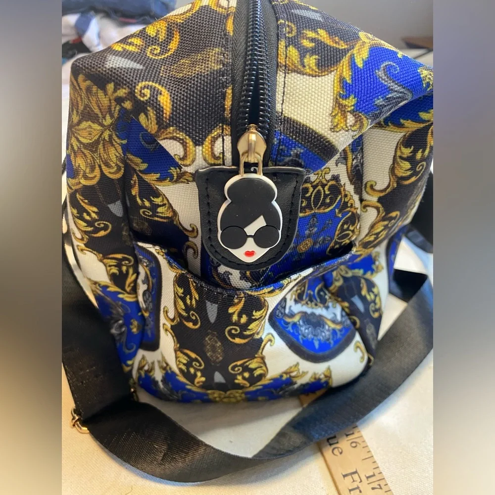 Alice + Olivia Weekender Duffle Gaudy Blue and Gold Design Women's Weekender Bag - Picture 3 of 7